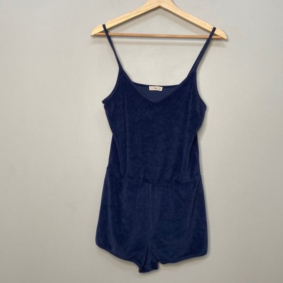 Aritzia Pants - Aritzia TNA Navy Blue Towel Shorts Romper Size S